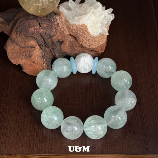 U&M | 彩耀系列 | 绿萤石 | 白雪花幽灵 | 17mm