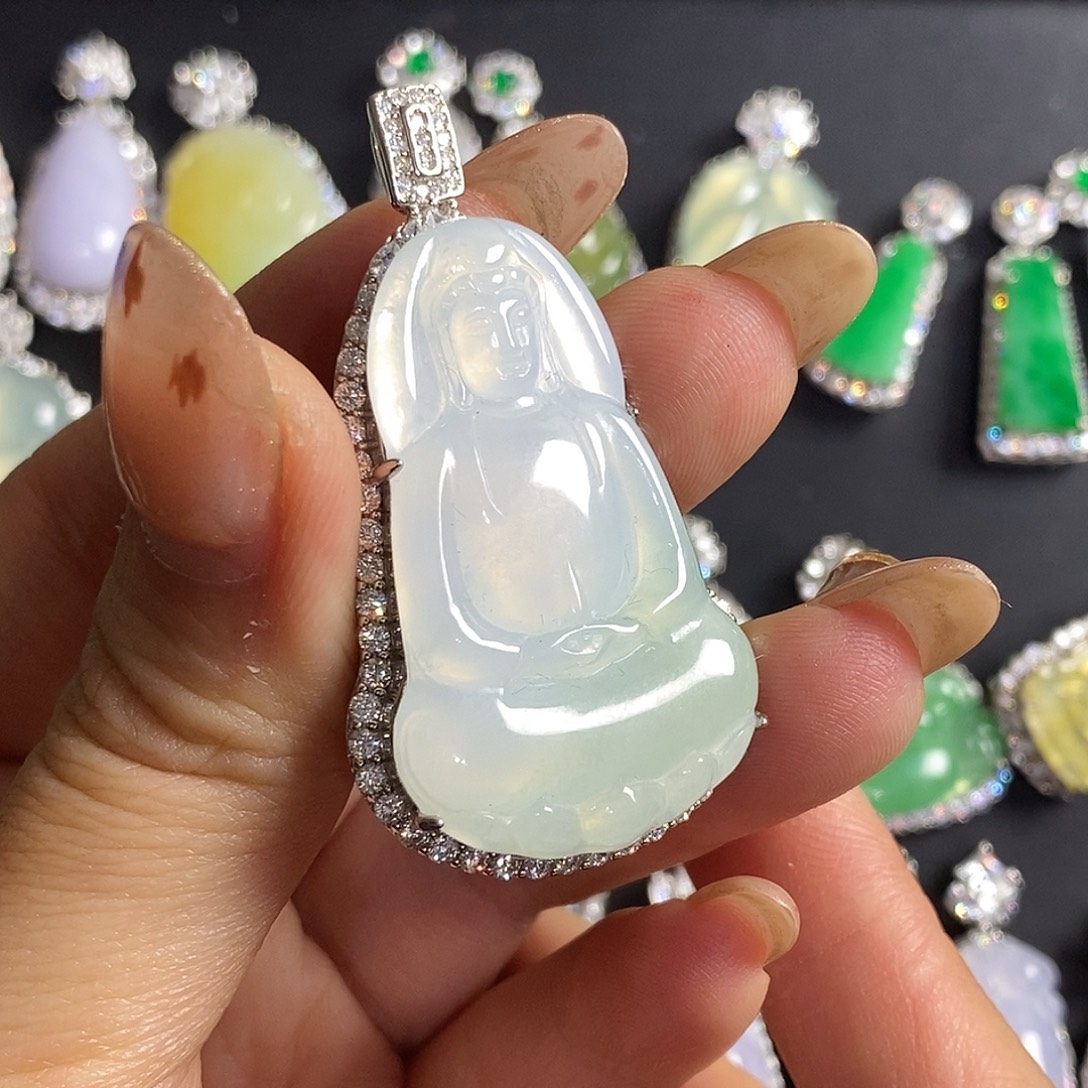 翡翠银S925镶嵌颈饰天然翡翠