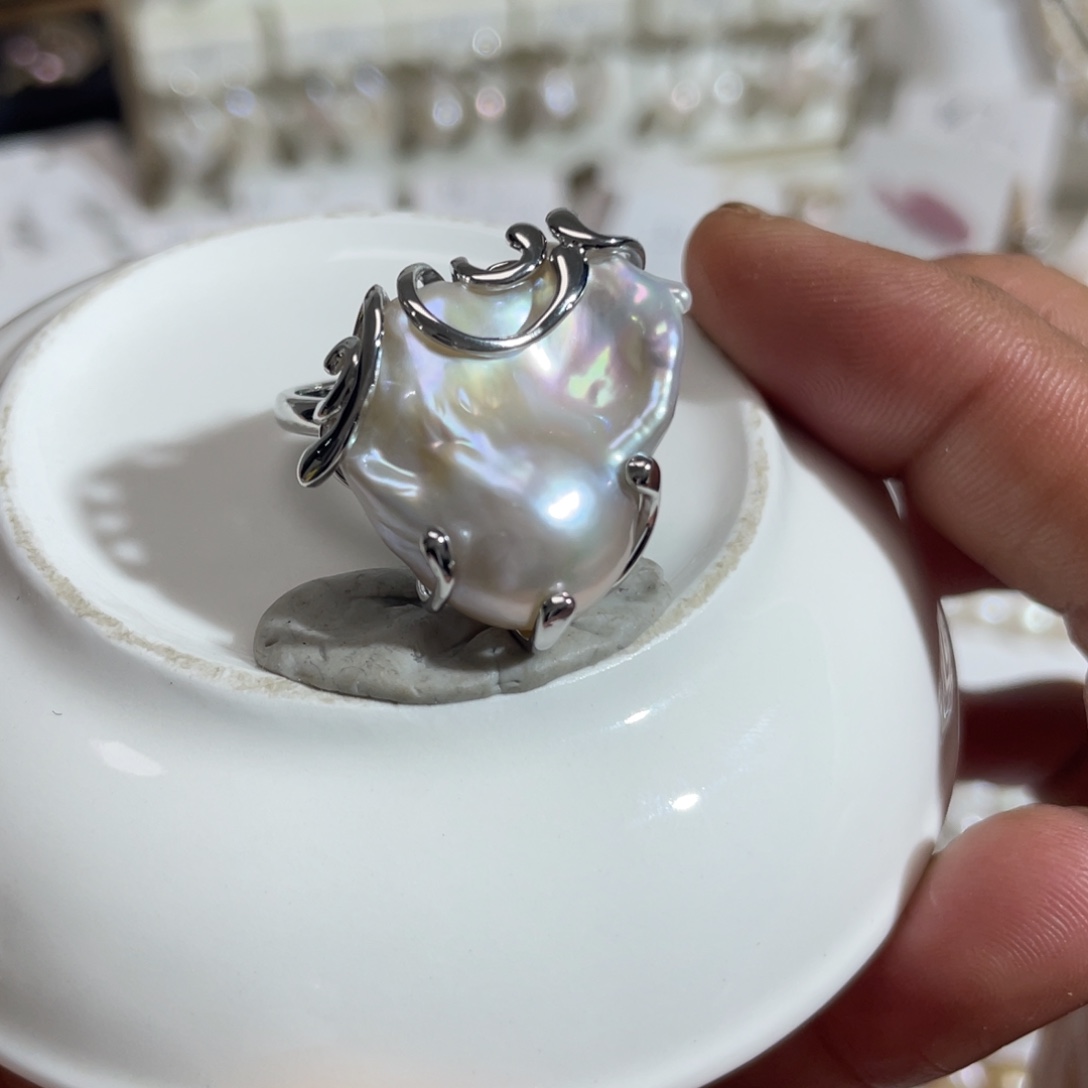 淡水珍珠戒指合金