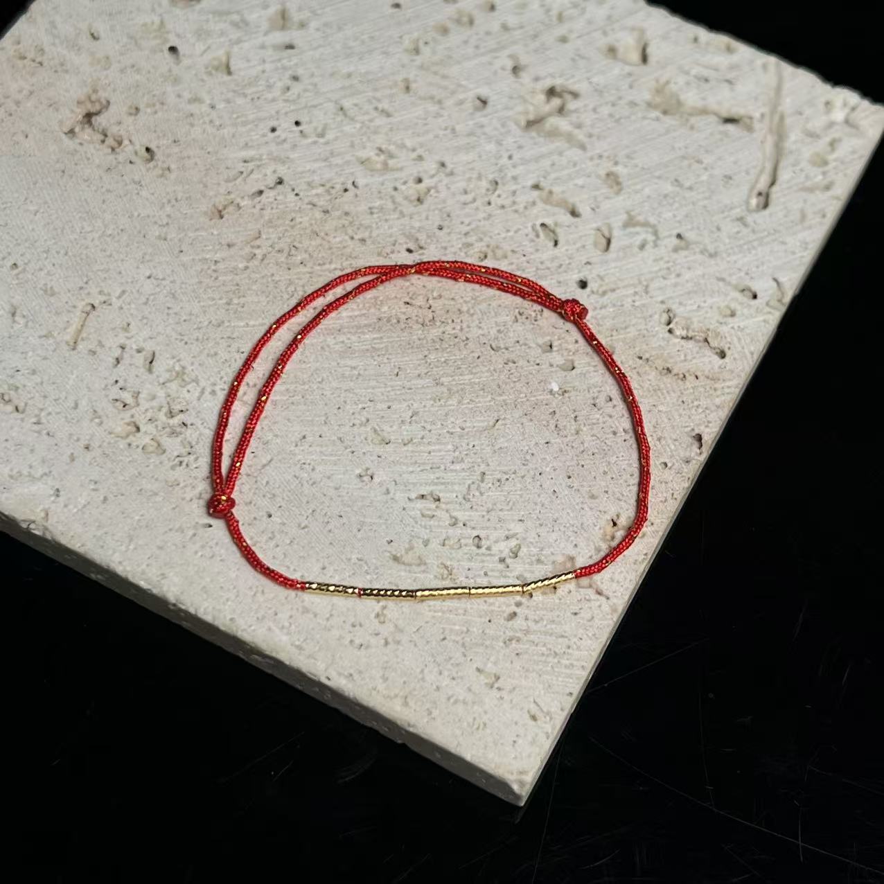 【北野珠宝】18k金直管红手绳B221H-254多样性发一