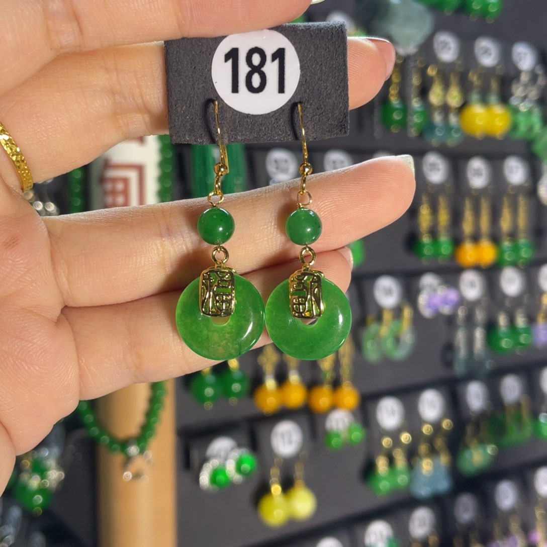 银S925镶嵌翡翠耳饰181