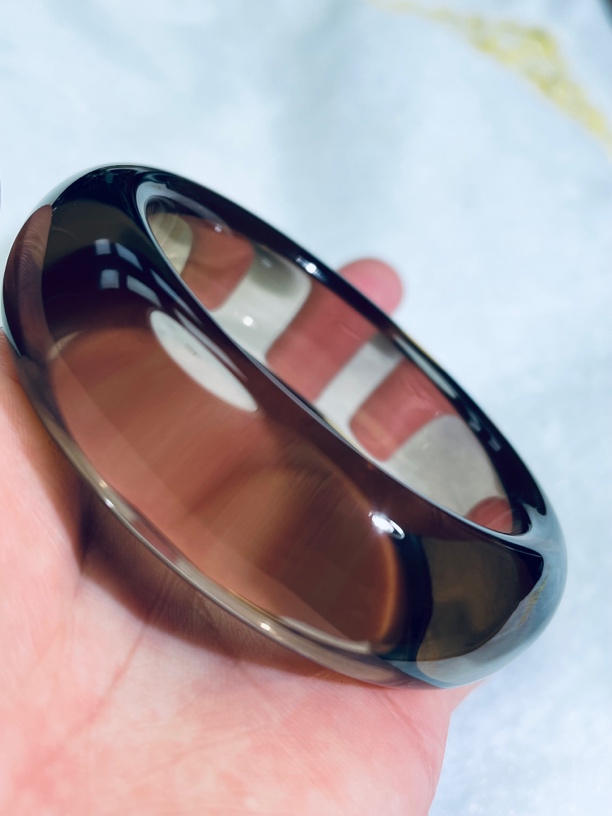 天然全净体茶水晶手镯56.8口径