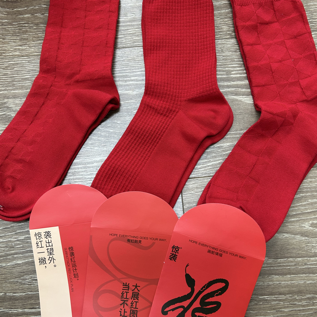 高品质红色高筒袜  好质量 