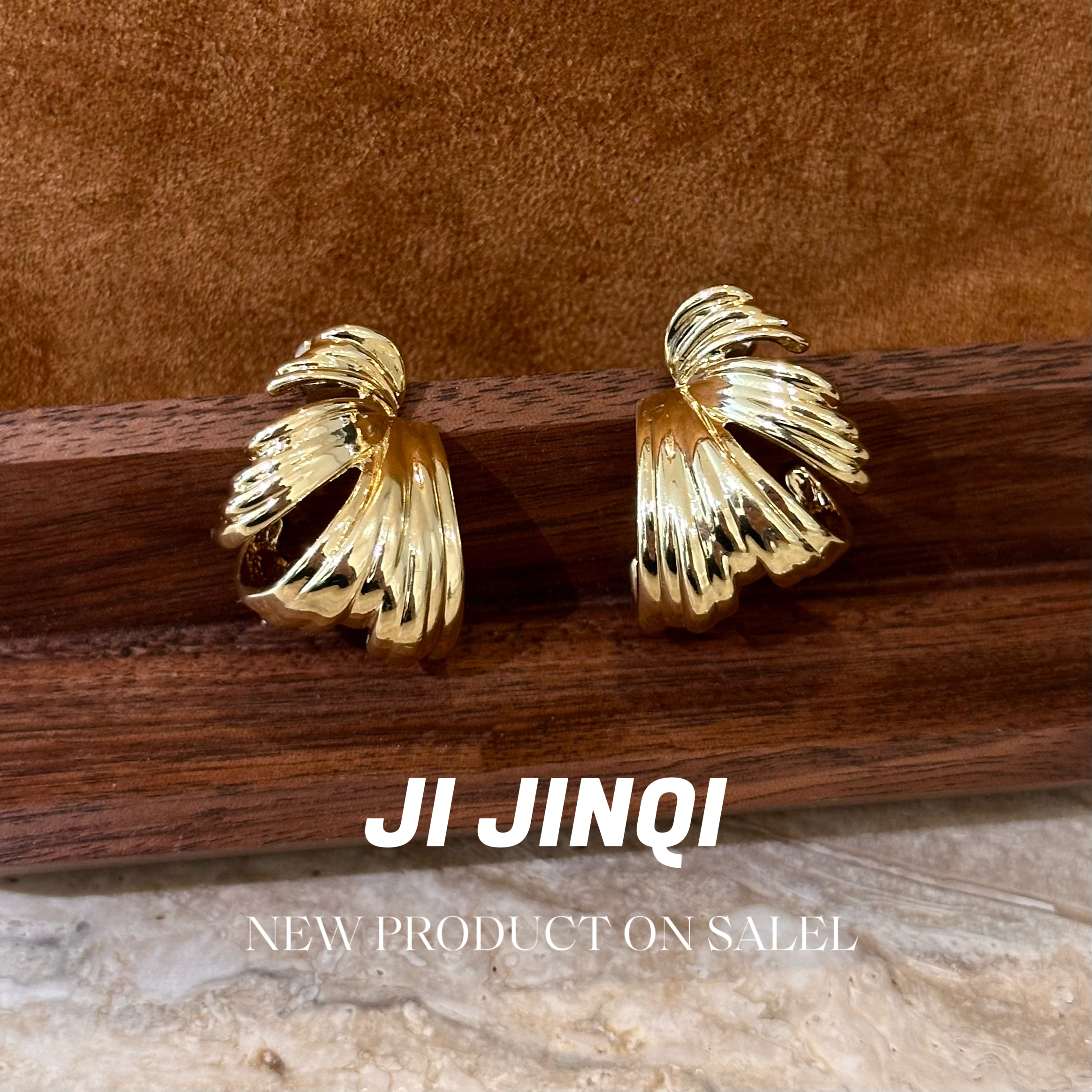 合金耳饰 欧美风时尚小众简约设计感叶子耳环JINQEEH0314