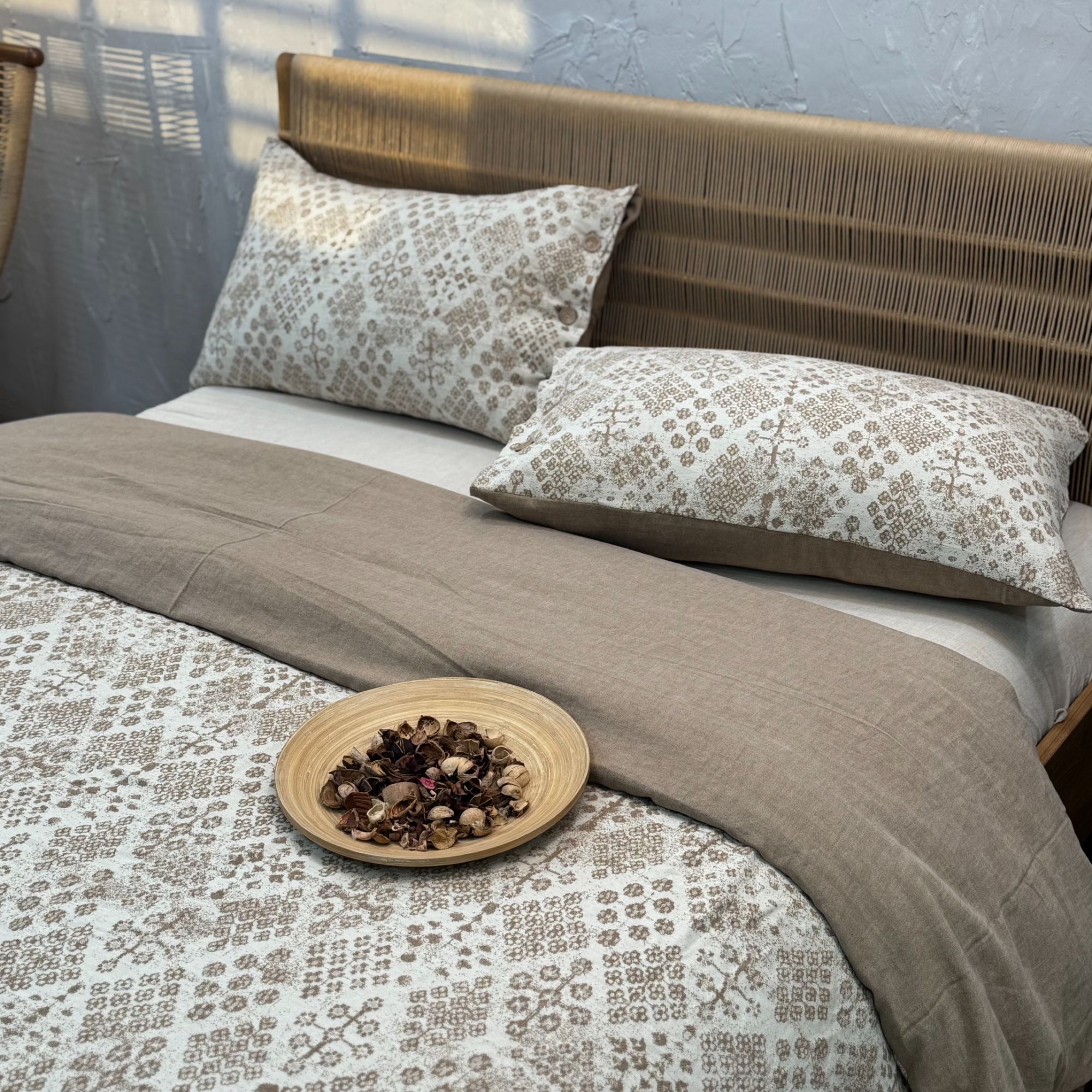 【赫本】 色织立体棉麻四件套复古精梳棉麻提花A类简约四件套 