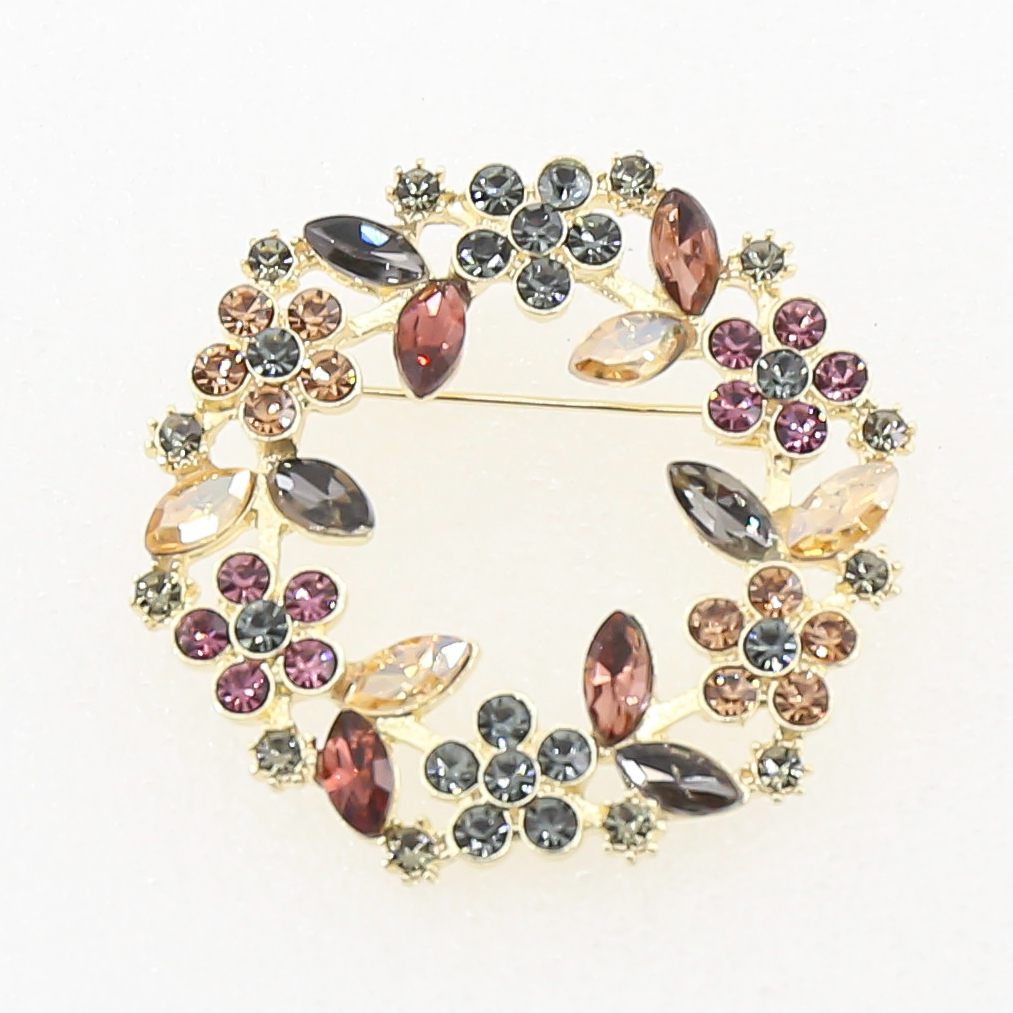 锌合金仿水晶胸针 3003胸针圆环