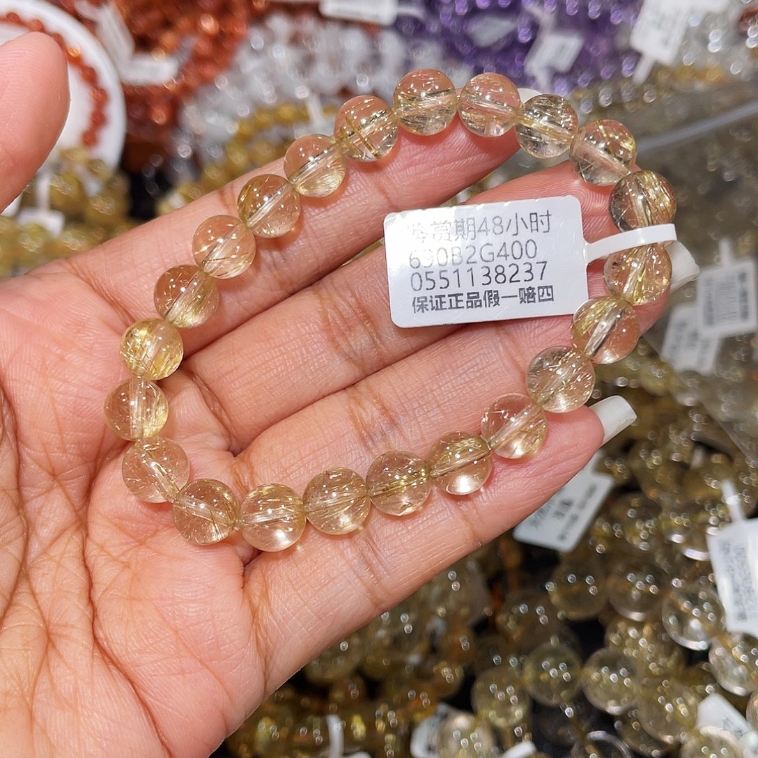 梦***室手串未镶嵌发晶已实名金发8m
