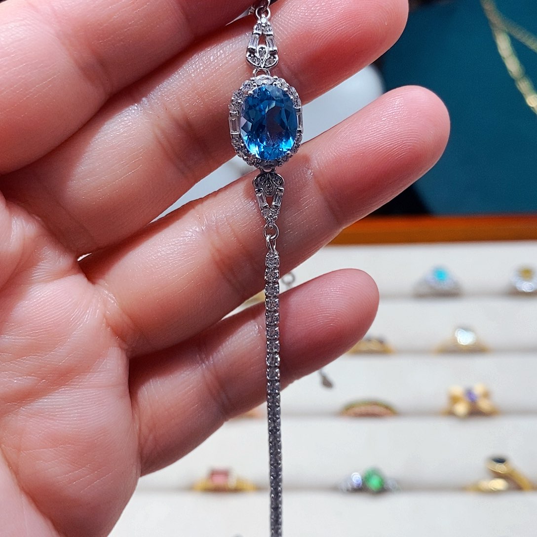 托帕石手链银S925镶嵌