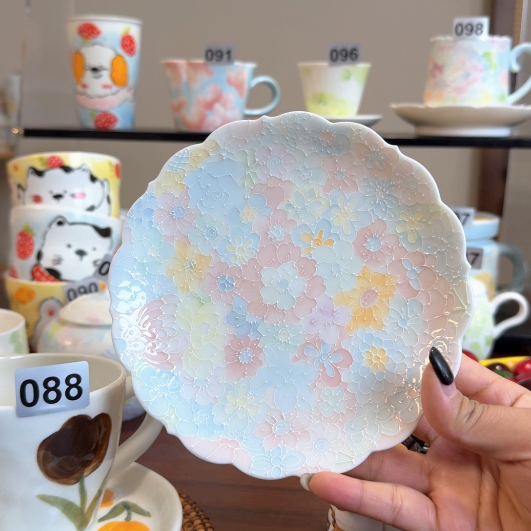 摆件陶景德镇手绘陶瓷杯爹餐具