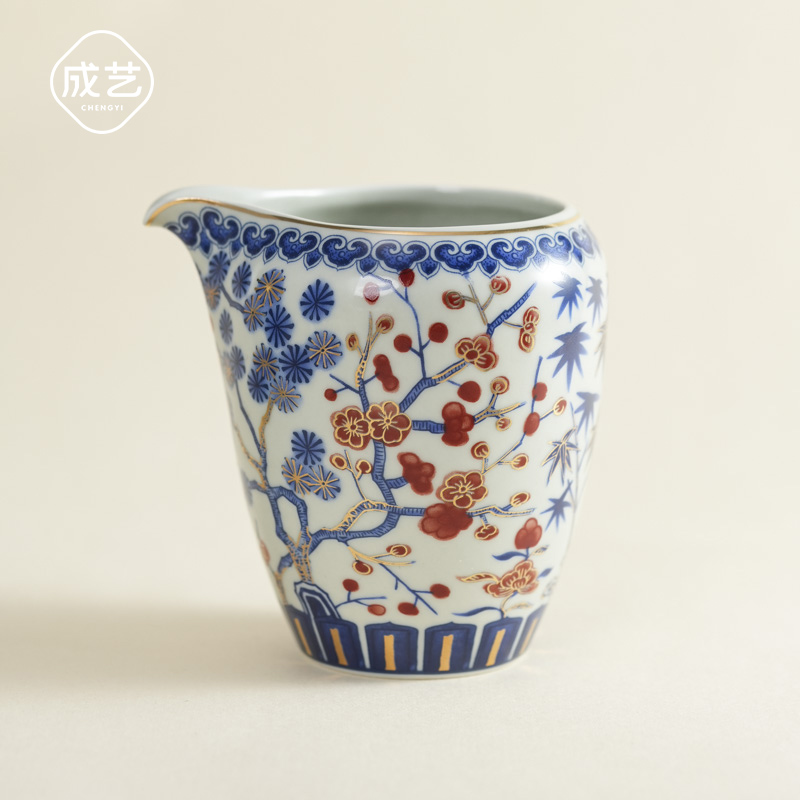 成艺四季发财聚香海家用描金茶海复古陶瓷公道杯创意男士