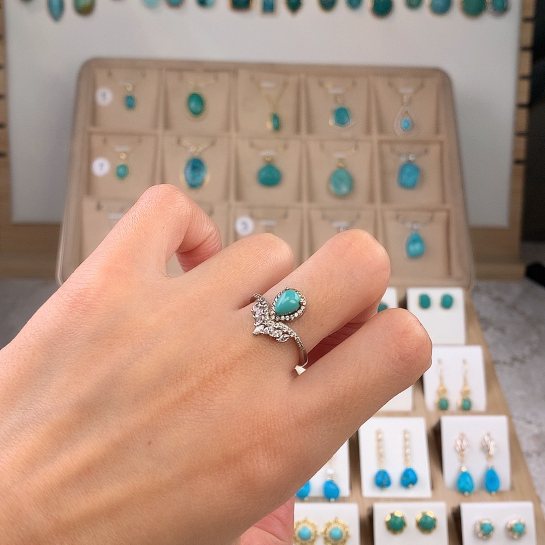 绿松石银S925镶嵌戒指