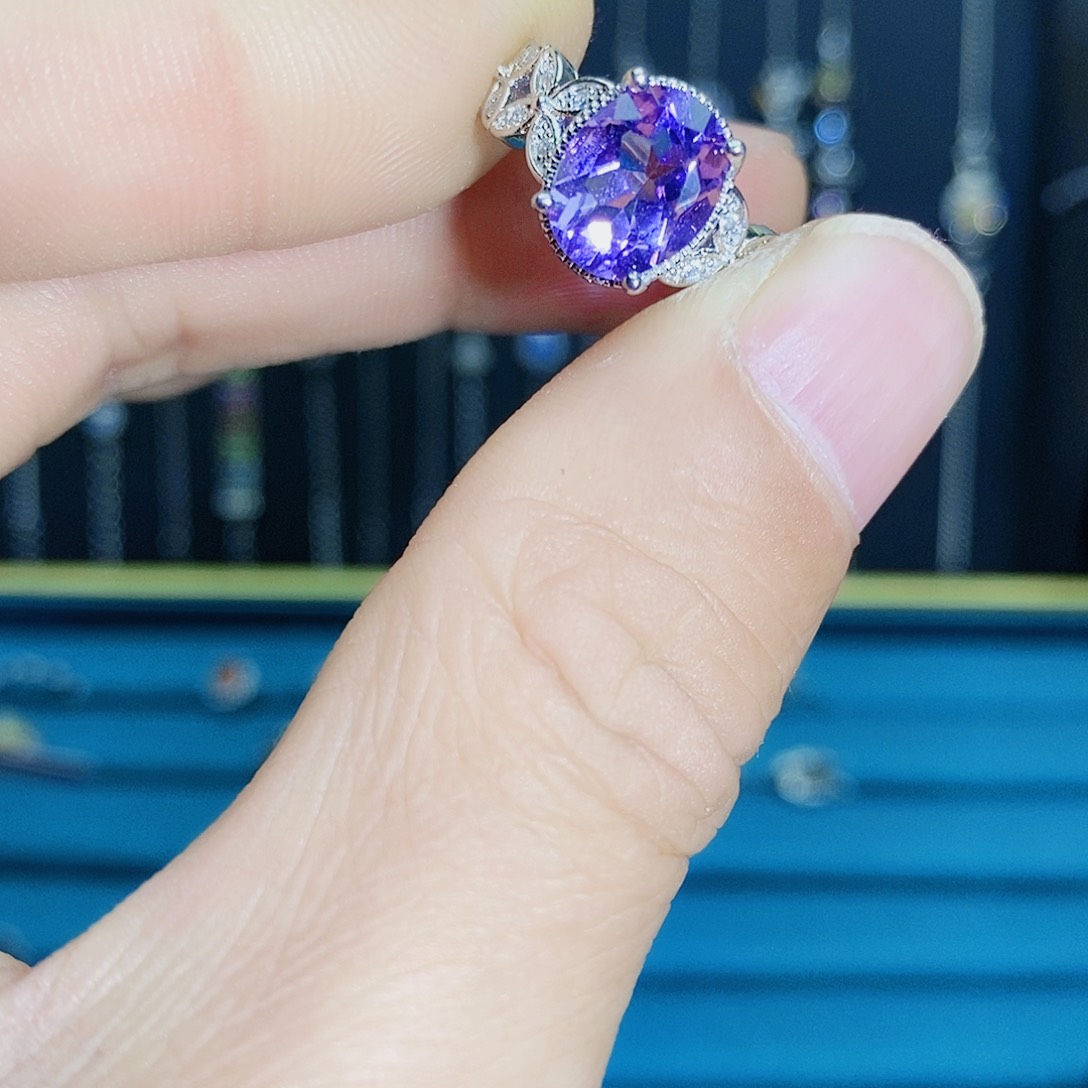 紫晶珠宝半成品银S925镶嵌