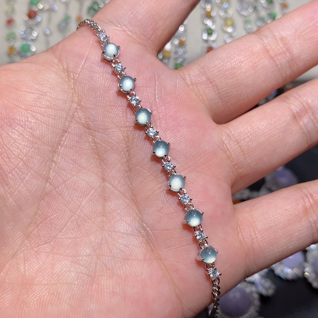 银S925镶嵌翡翠手链n j j j