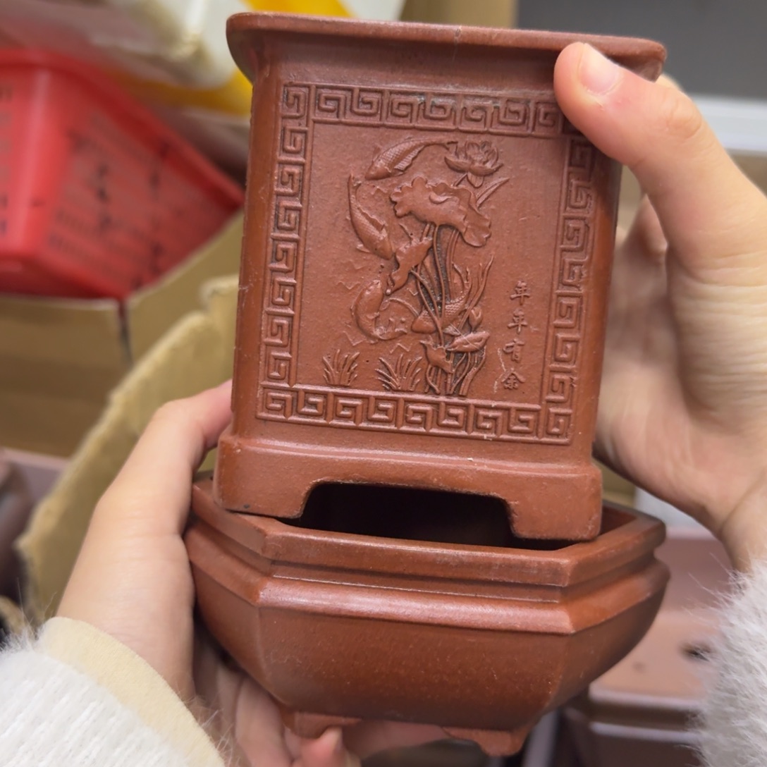 紫砂花盆宜兴紫砂瑕疵花盆