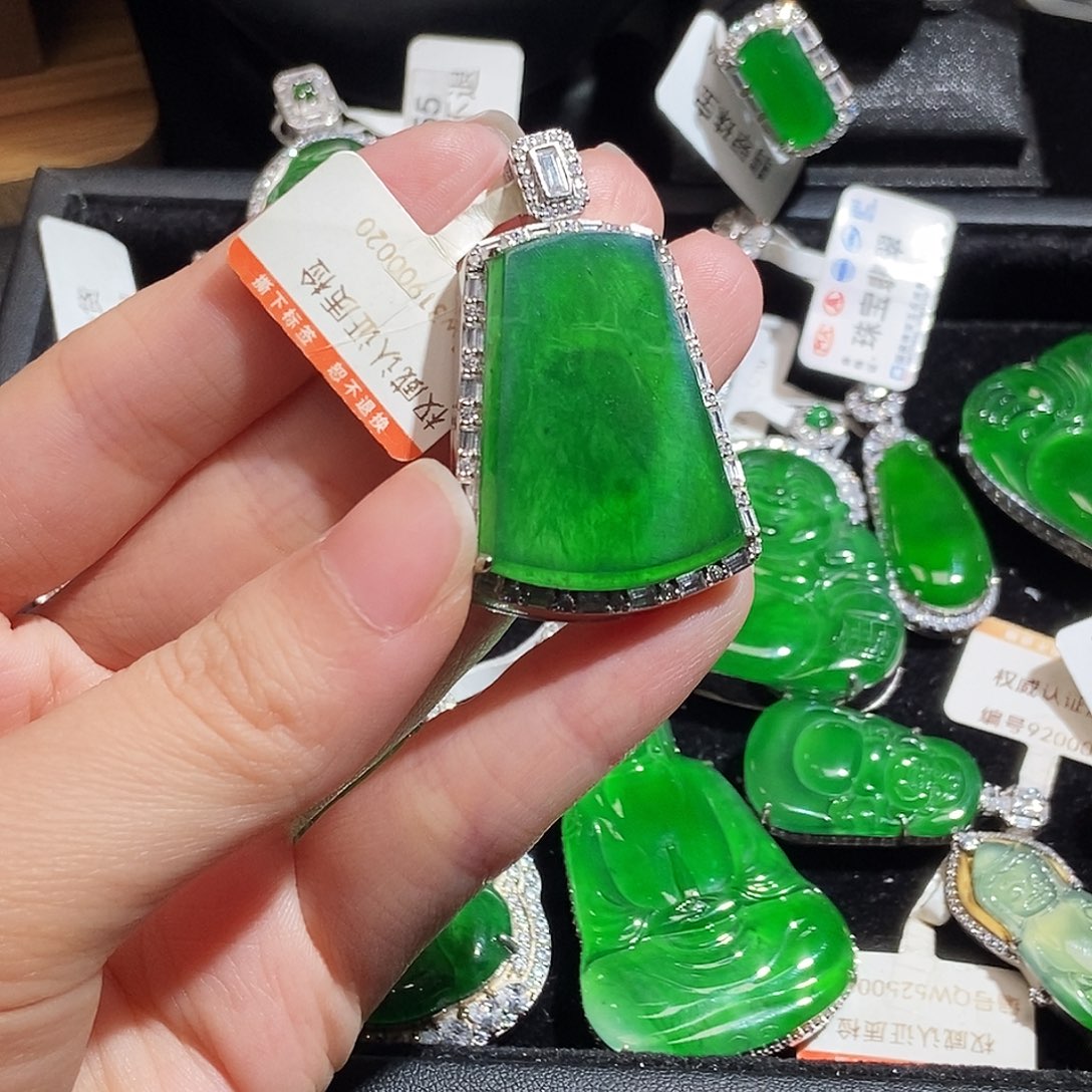 翡翠银S925镶嵌吊坠(不含链)