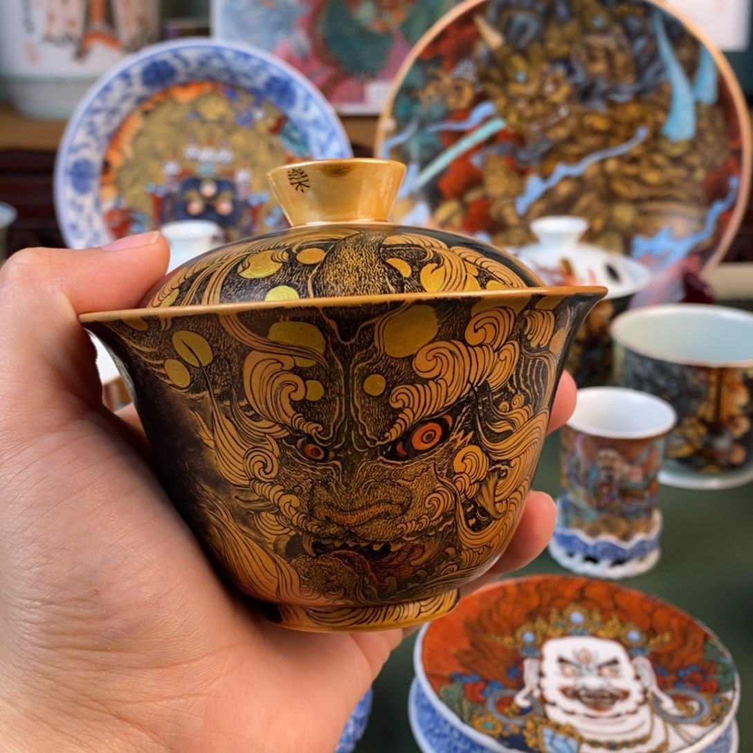 纯手工手绘陶瓷盖碗