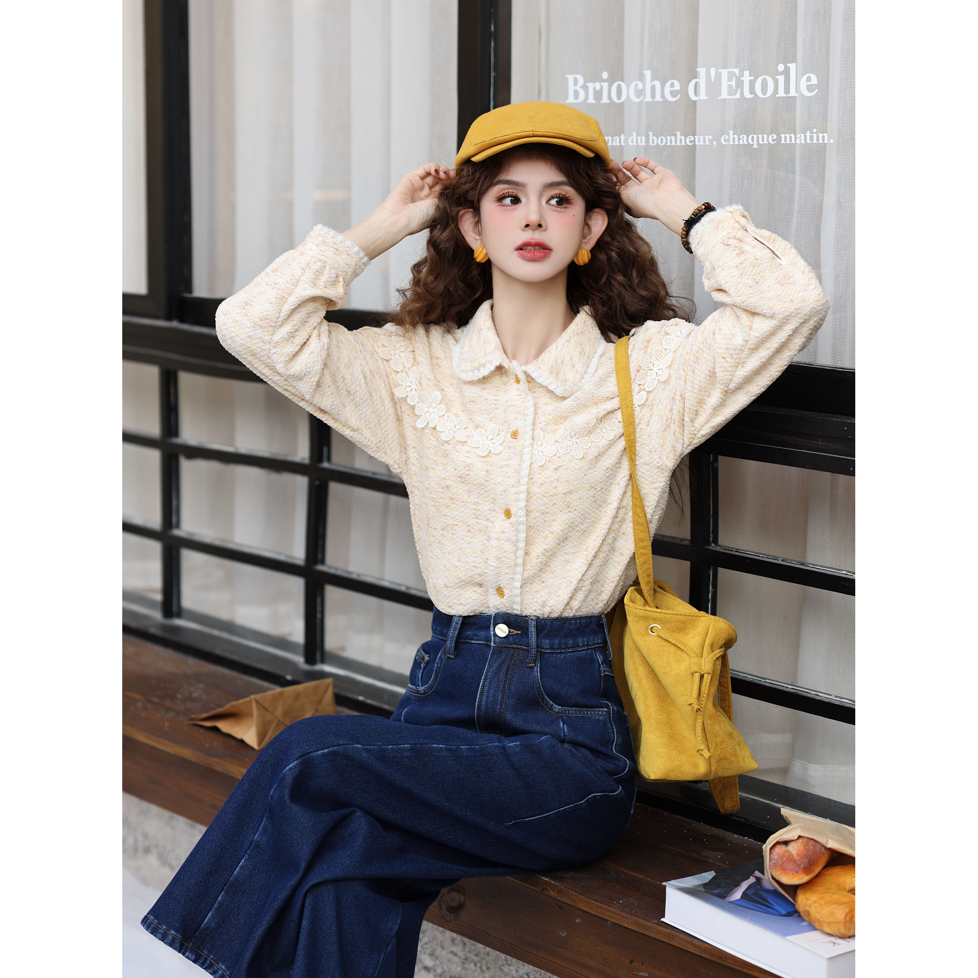 陈大器【昙花初现】复古港风秋冬长袖百搭宽松上衣衬衫JH5749298