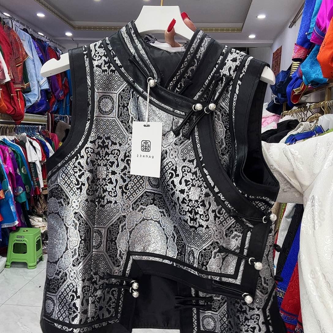 立领黑灰色马甲 L