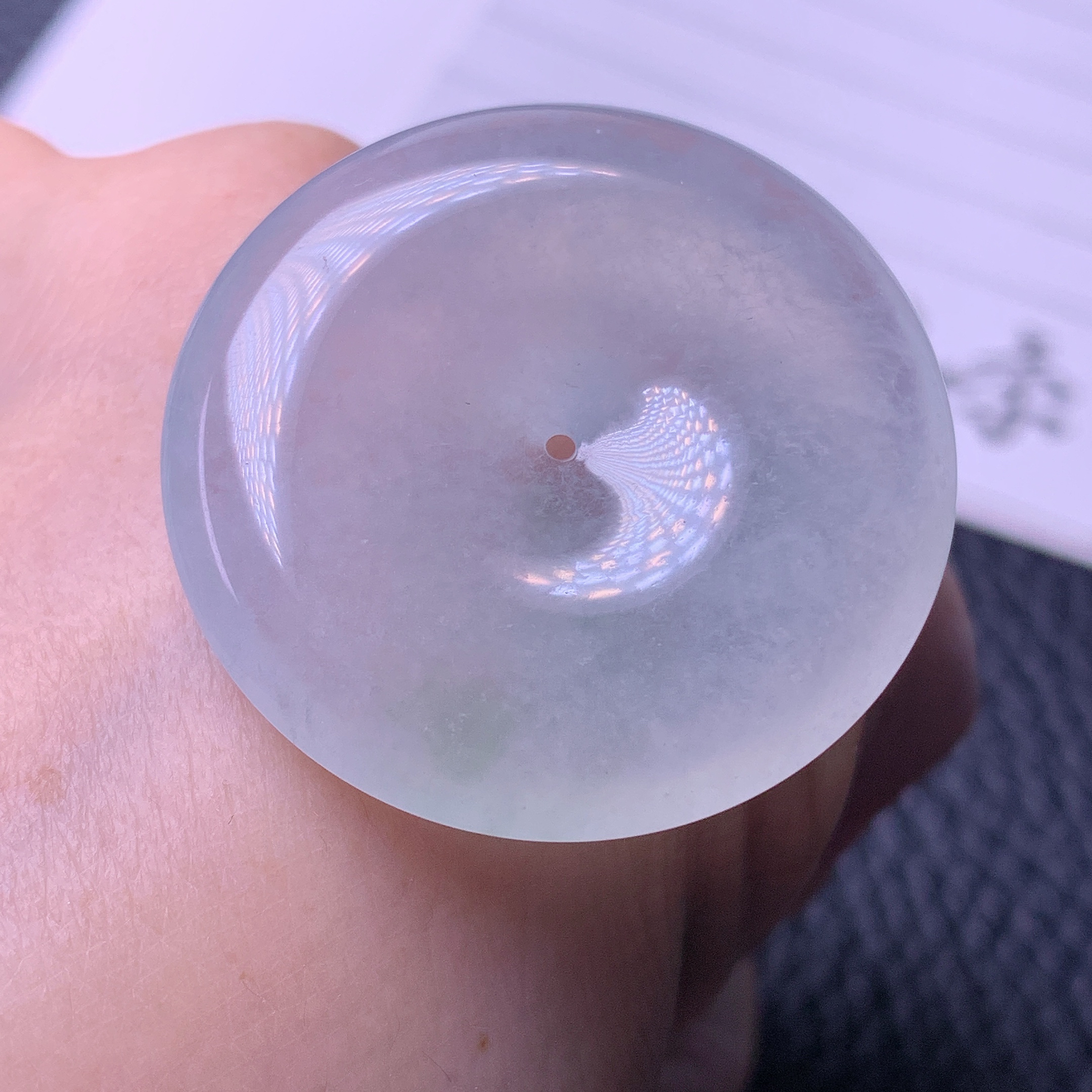 天然缅甸a货翡翠冰种平安扣玉吊坠33/5.6