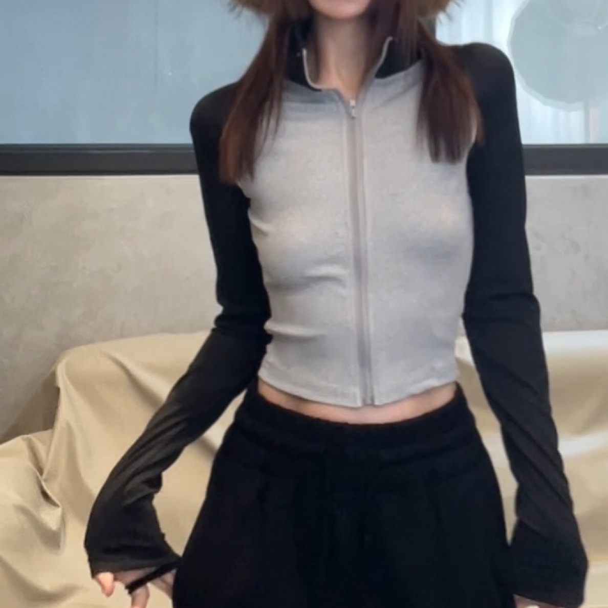 超级修身短款开衫T恤