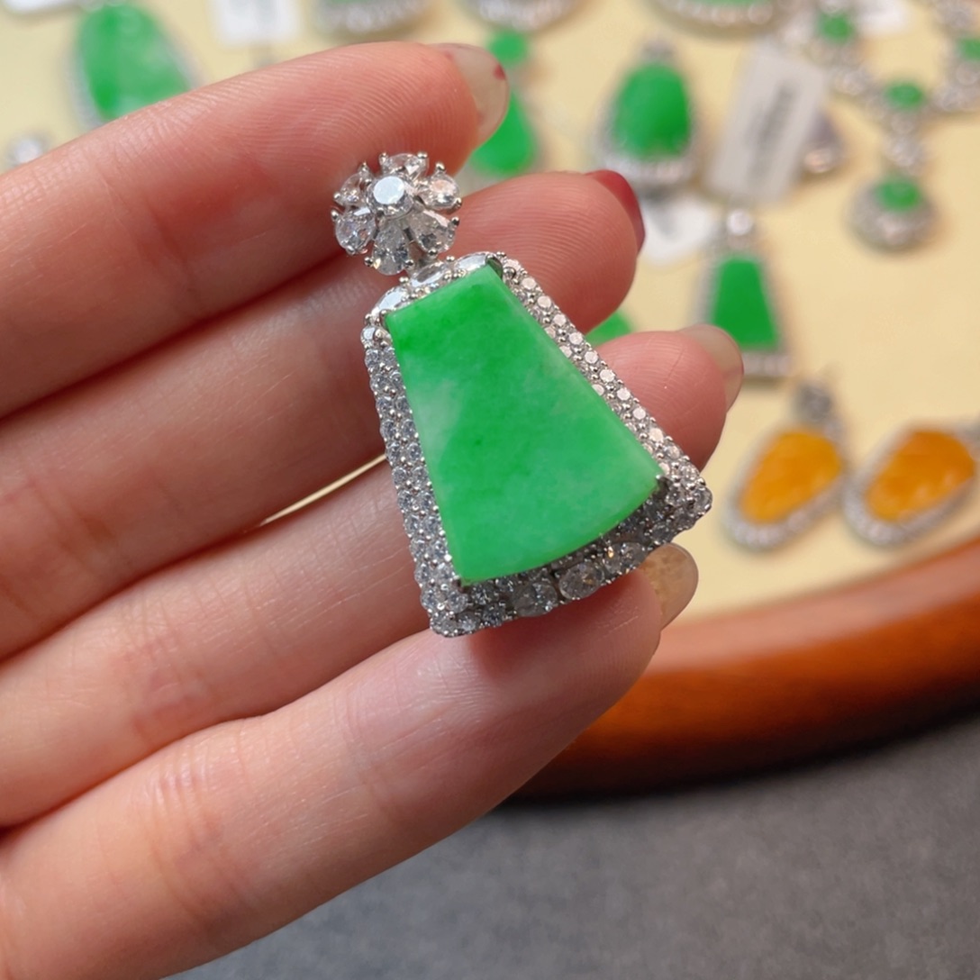 翡翠吊坠(不含链)银S925镶嵌