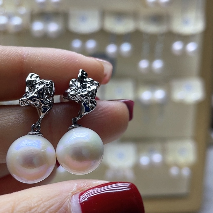 淡水珍珠耳饰银S925镶嵌