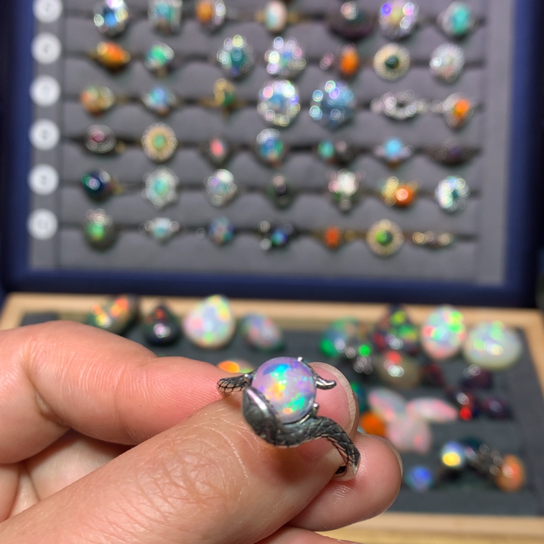 欧泊戒指款式银S925镶嵌星**想