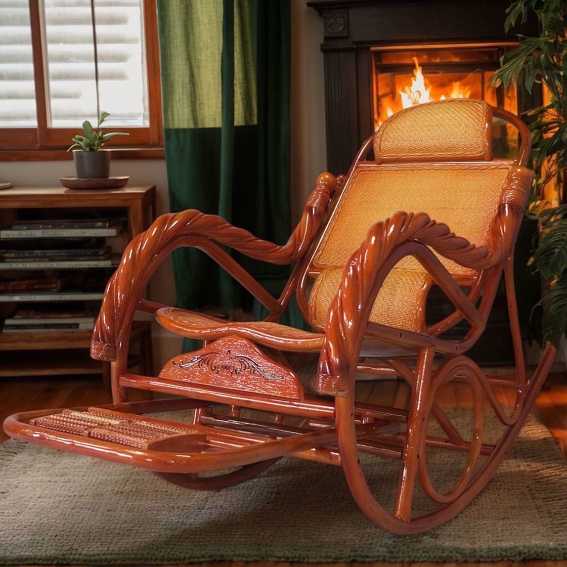 LXJ4天然真藤摇椅大人躺椅老人藤编懒人椅阳台家用休闲摇摇椅