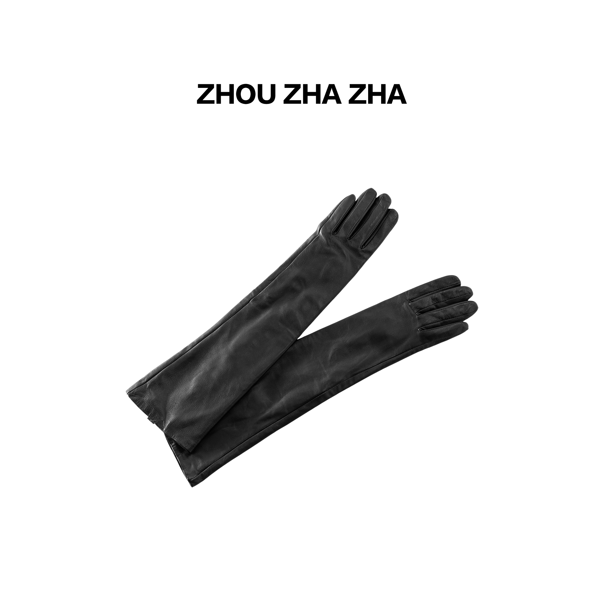 【周炸炸】全绵羊皮 极简高级光泽感长款保暖五指皮手套#688455