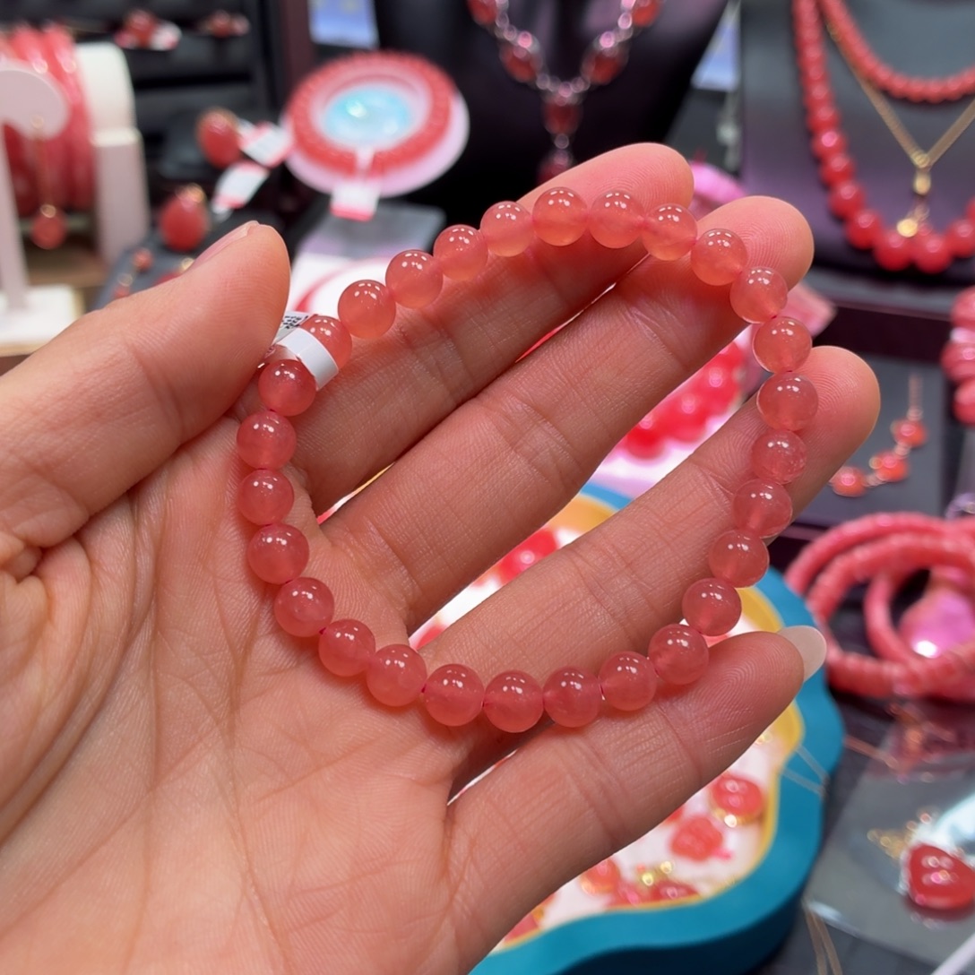 菱锰矿（红纹石）未镶嵌手串