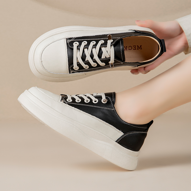 920春秋厚底小白鞋增高软底休闲百搭板鞋舒适女鞋圆头真皮单鞋