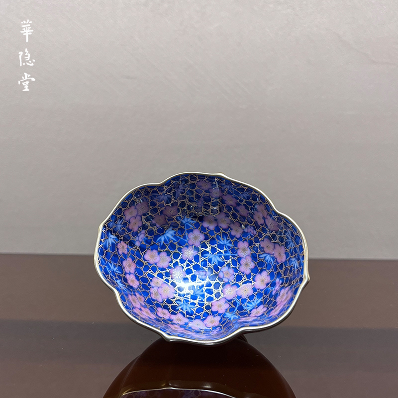 华隐堂玫瑰红描金冰梅主人杯