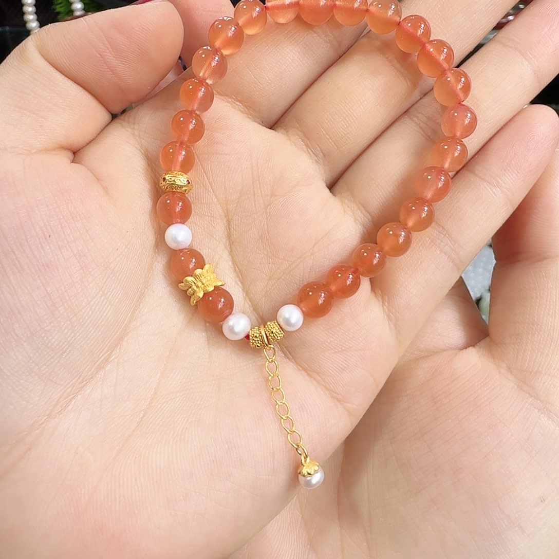 银S925镶嵌手链南红玛瑙