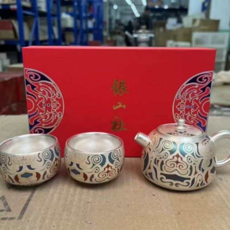 F704-敦煌鎏银一壶两杯（带礼盒）