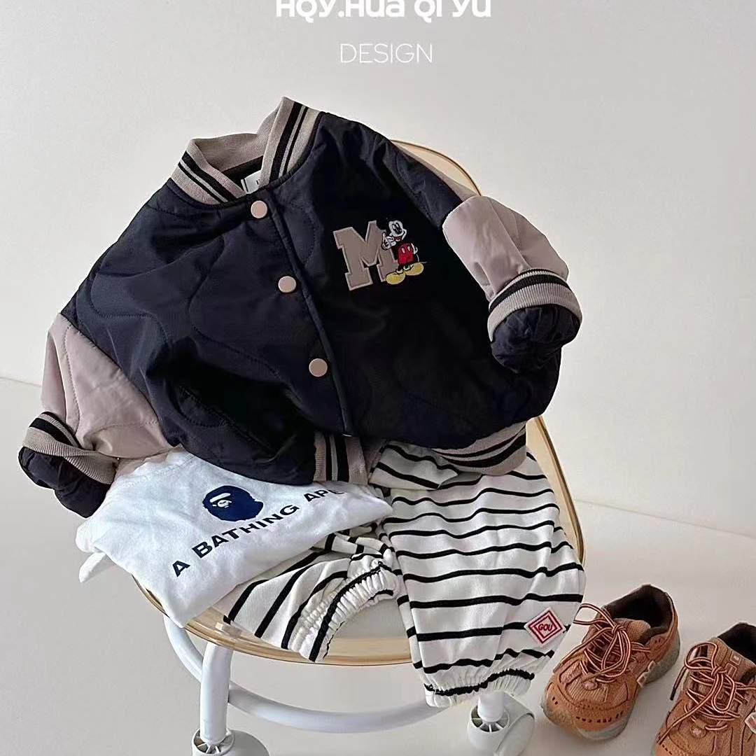 【E2880】男童春装棒球服外套米老鼠2025新款春季夹棉秋冬款棉服