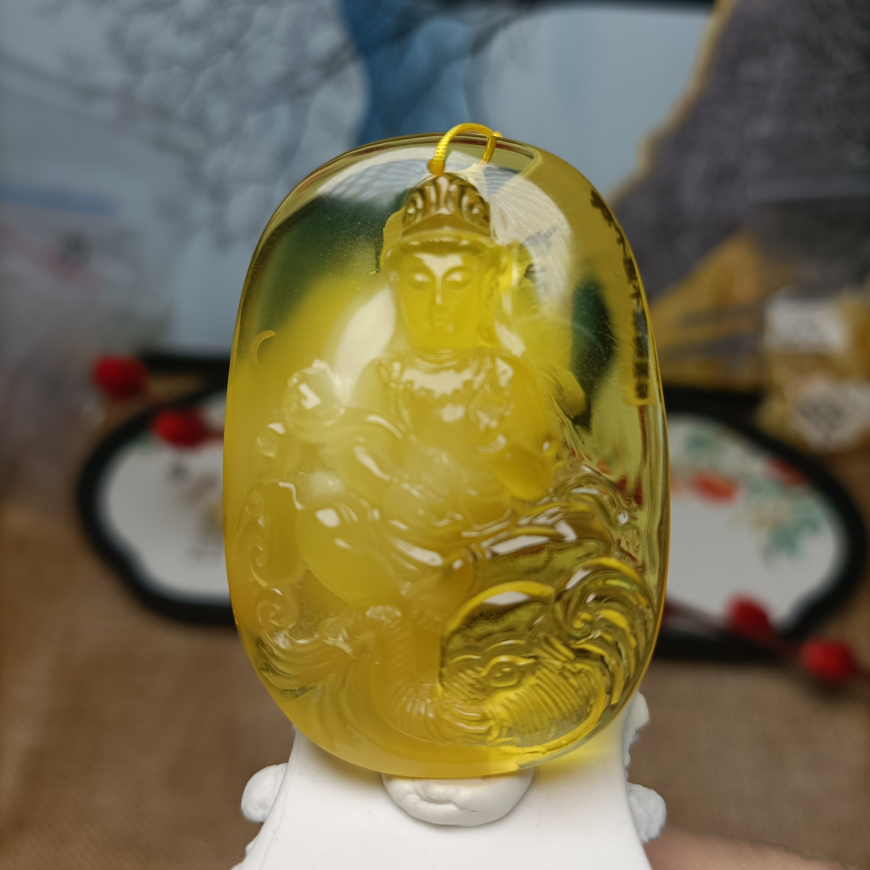 天然俄料蜜蜡十二生肖本命佛普贤菩萨吊坠男女款