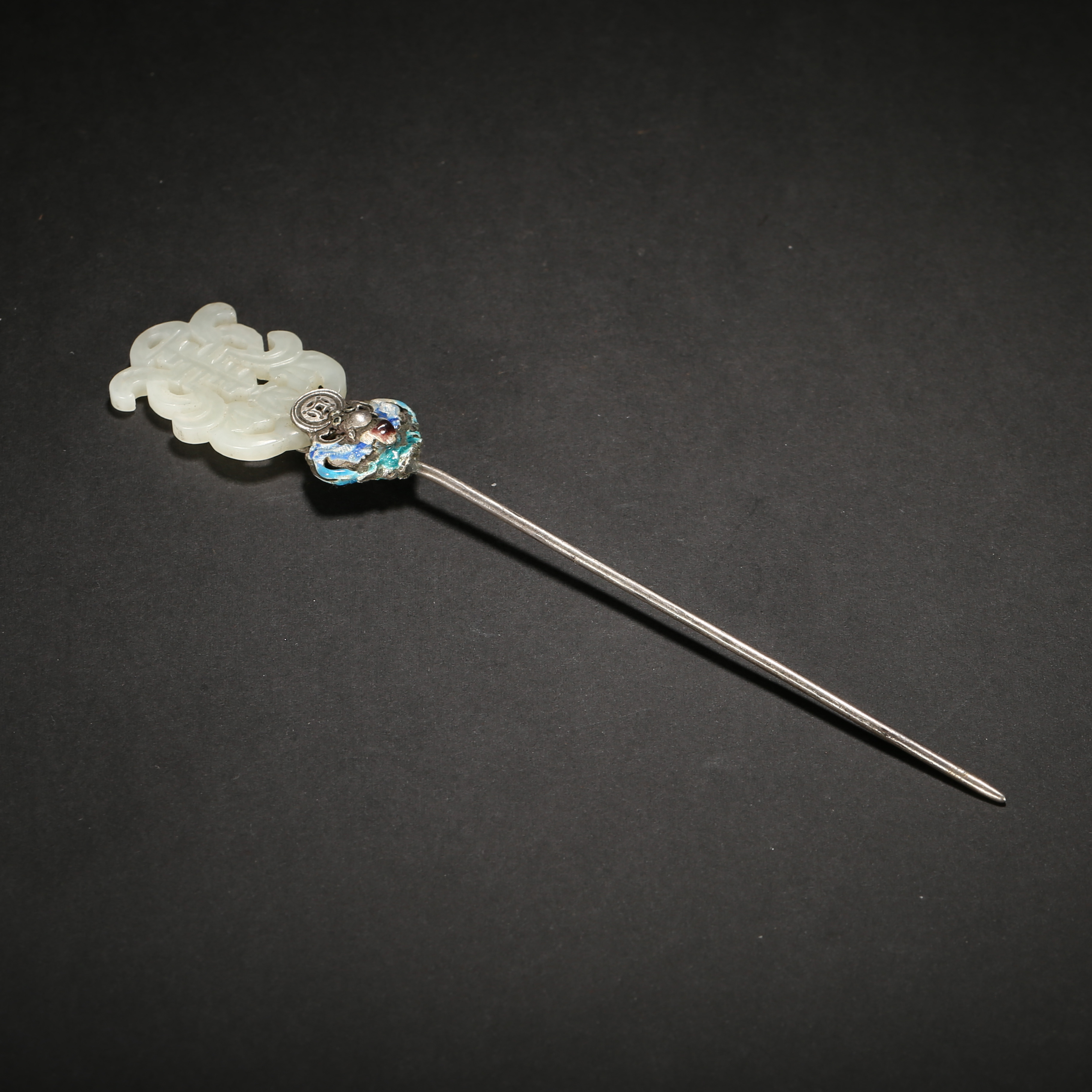 清代*白玉寿字纹玉簪/ALJ10251028043/和田玉【北京文博】