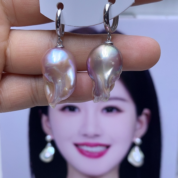 栗***关巴洛克淡水珍珠银S925镶嵌