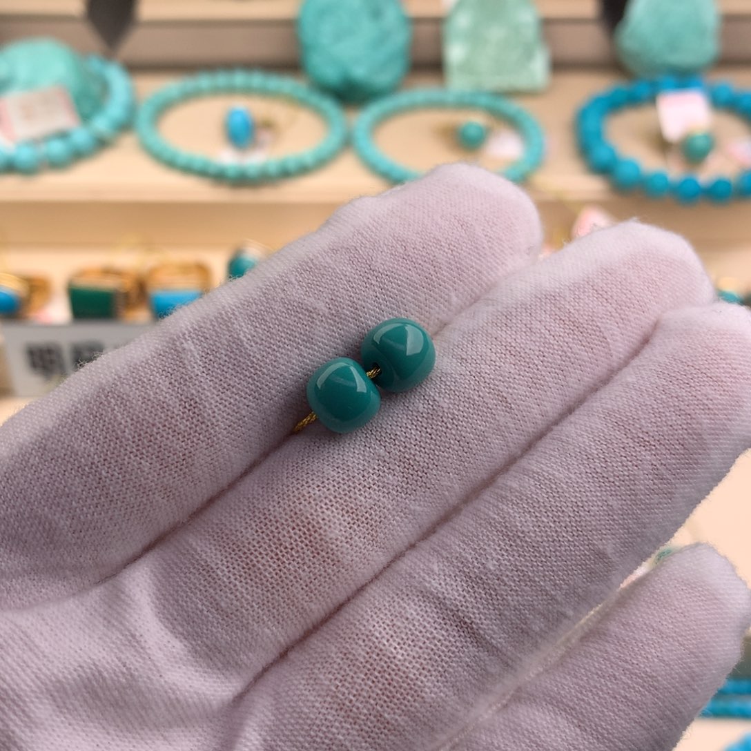绿松石珠宝奇石未镶嵌7.6mm