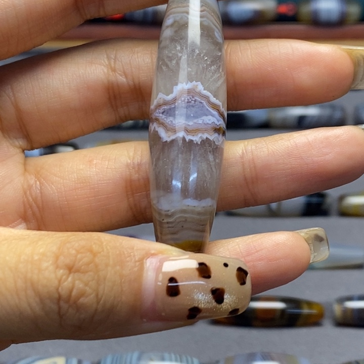 日***于玛瑙/玉髓合金藏风蓝沁海浪花