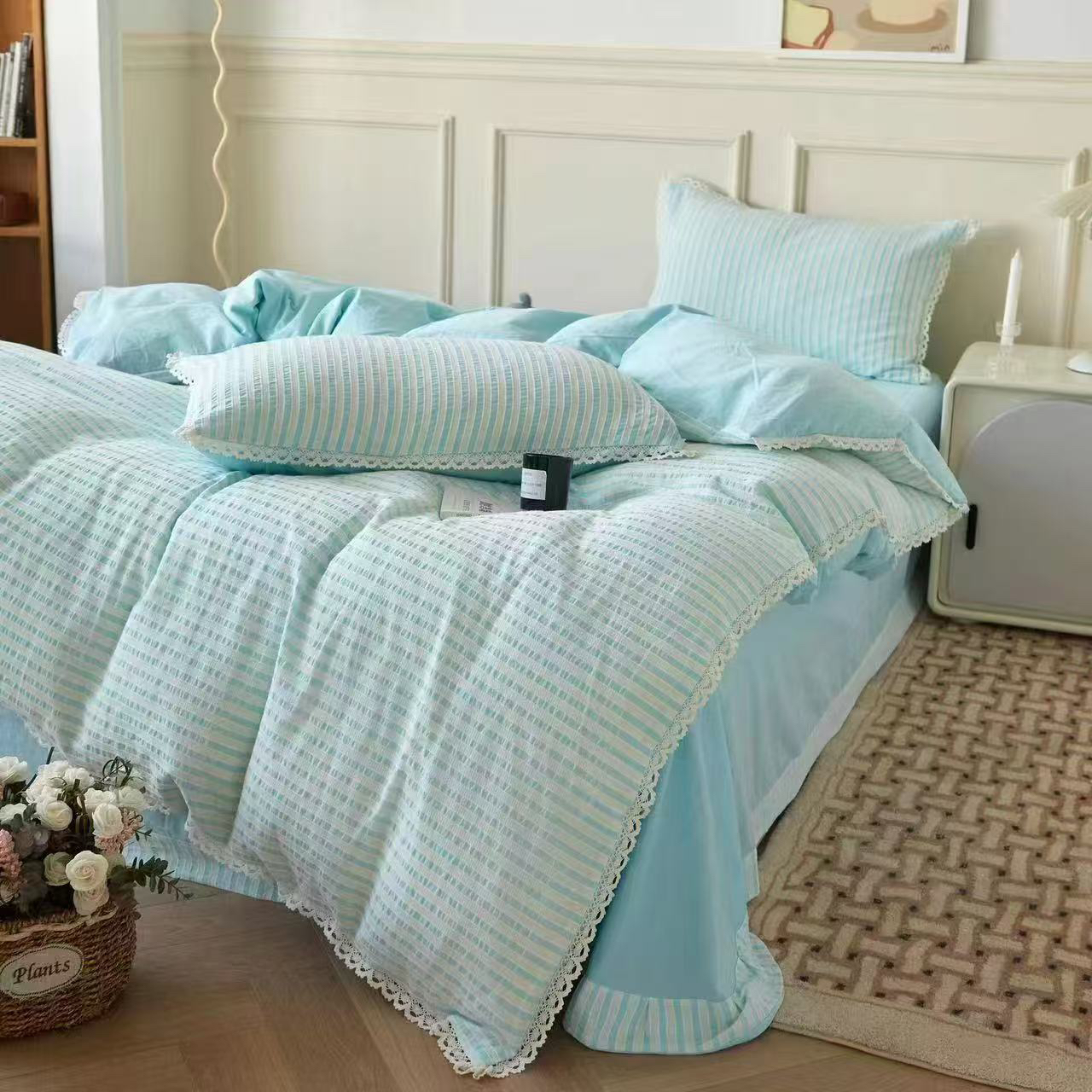 2025款居家色织纯棉纱布四件套