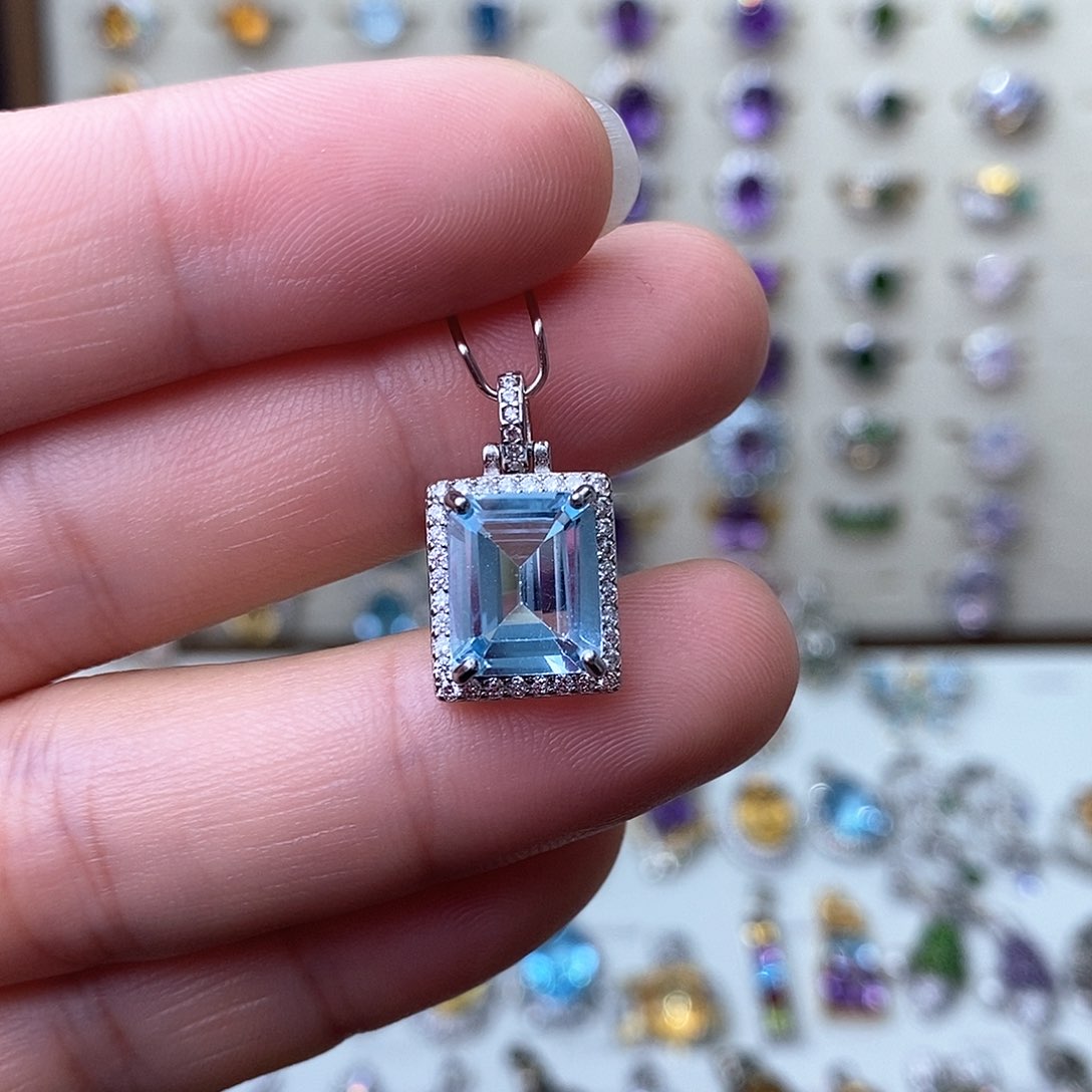 托帕石吊坠(不含链)银S925镶嵌需要证书备注