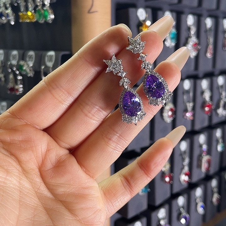 银S925镶嵌耳饰碧玺猫眼96