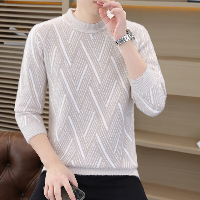 高档加厚毛衣男士秋冬新款不起球针织衫百搭潮流男休闲保暖打底衫