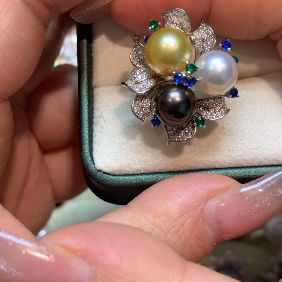 海水珍珠戒指银S925镶嵌