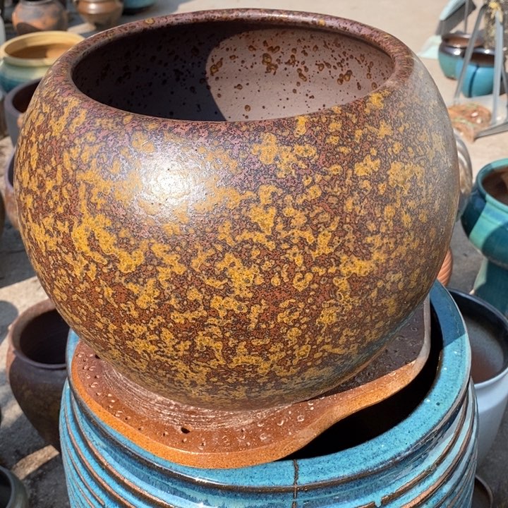 紫砂花盆高约27口约23