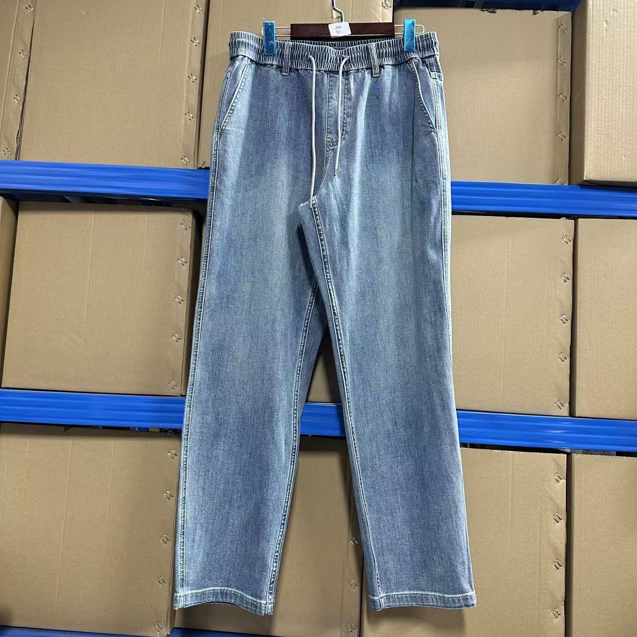 （杰）J90-D1-4浅蓝水洗做旧四季常规舒适休闲牛仔裤男款长裤