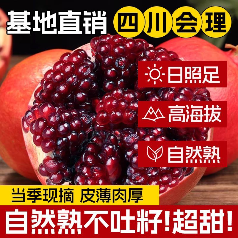 正宗会理突尼斯软籽石榴新鲜当季皮薄多汁清甜应季孕妇水果