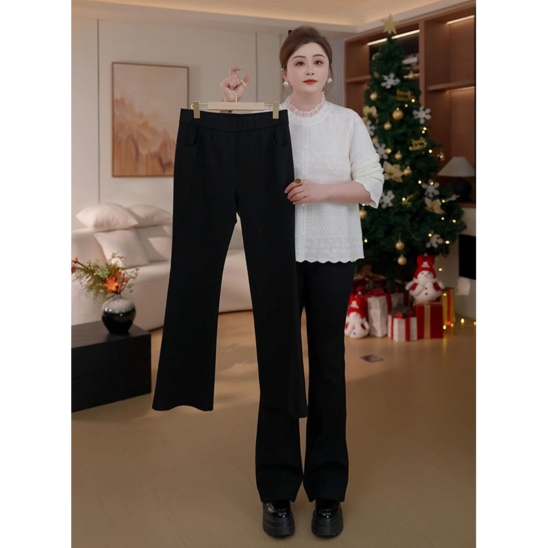 【胖佳佳】现货~生姜微喇裤 加绒长裤冬季高腰显瘦百搭H624K20696