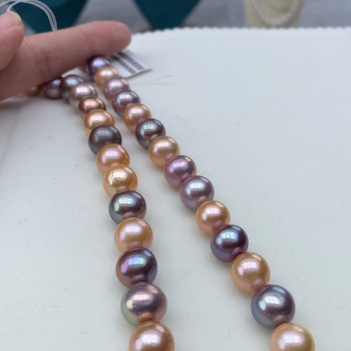 淡水珍珠颈饰银S925镶嵌卡12糖果珠高品